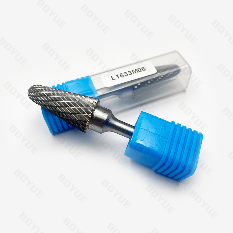L1633M06 Carbide Burr SL-3 Cone Radius End OMNI Range Head D 3/8 x 1L, 1/4 Shank, 2-13/16 Inch Full Length
